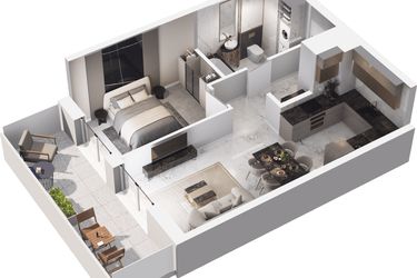 Rzut - Mieszkanie na sprzedaż 2 pokoje o powierzchni 44,94 m² - numer D.10.07 w Mieszkaj w mieście - Na Tysiącleciu budynek D