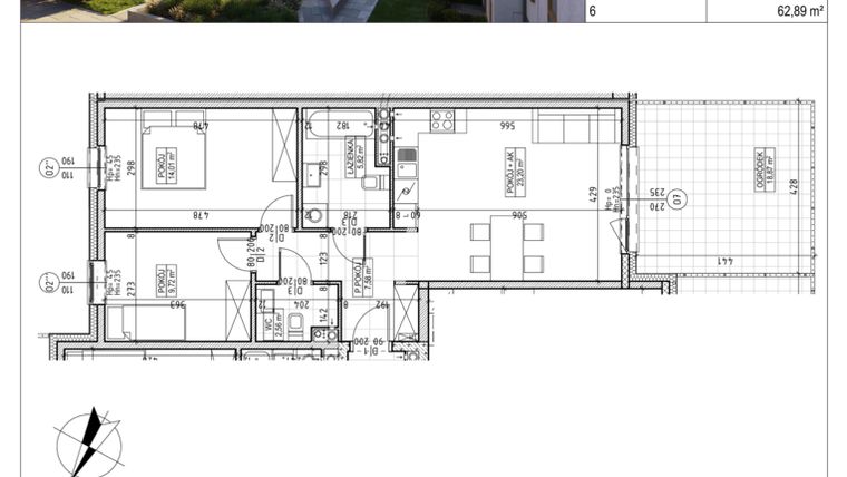 Rzut - Mieszkanie na sprzedaż 3 pokoje o powierzchni 62,89 m² - numer M.B7.00.02 w Osiedle Harmonia bud. B7
