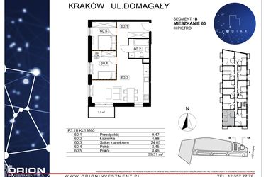 Rzut - Mieszkanie na sprzedaż 3 pokoje o powierzchni 55,31 m² - numer 39/60 w Zodiak