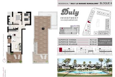 Rzut - Dom na sprzedaż 2 pokoje o powierzchni 78,1 m² - numer 804 w Lo Marabu Bungalows