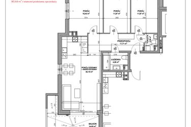Rzut - Mieszkanie na sprzedaż 4 pokoje o powierzchni 90,44 m² - numer N.C.01.10 w Nobilis