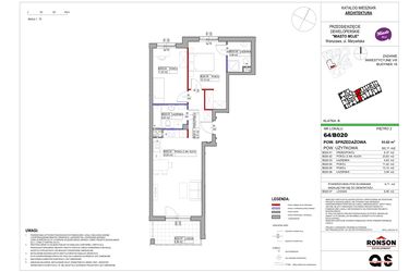 Rzut - Mieszkanie na sprzedaż 3 pokoje o powierzchni 63,11 m² - numer 16_B020 w Miasto Moje 8