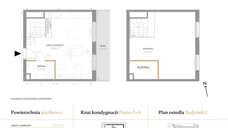 Rzut - Mieszkanie na sprzedaż 1 pokój o powierzchni 61,53 m² - numer C/63 w Królowej Jadwigi