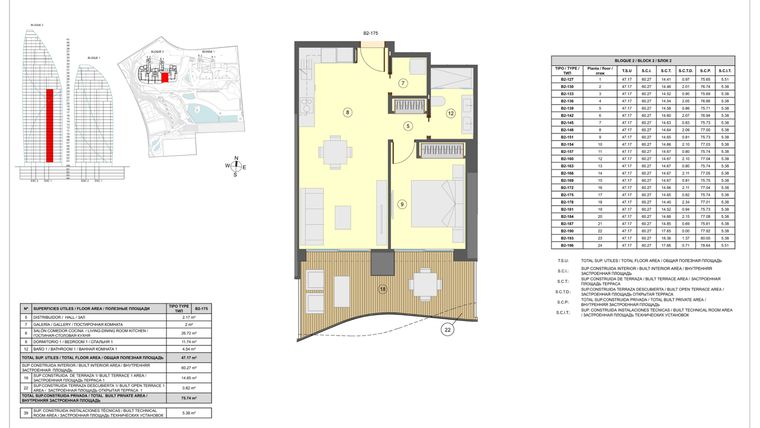 Rzut - Mieszkanie na sprzedaż 1 pokój o powierzchni 80 m² - numer 23-B2-193 w Apartamenty w Benidorm - 28229441