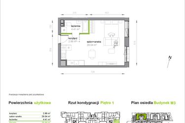 Rzut - Mieszkanie na sprzedaż 1 pokój o powierzchni 36,44 m² - numer M3/3/1/9 w Przy Parku Vita