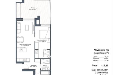 Rzut - Dom na sprzedaż 2 pokoje o powierzchni 115,25 m² - numer 0-5 w Domy w Ciudad Quesada - 18228363