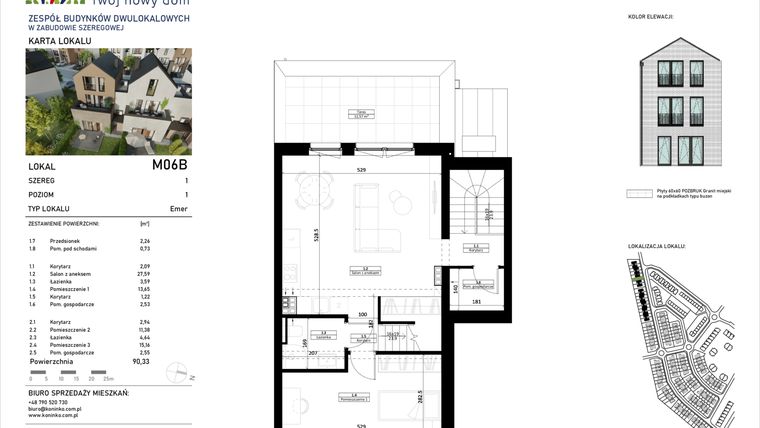 Rzut - Mieszkanie na sprzedaż 4 pokoje o powierzchni 95,88 m² - numer 6.B w Osiedle Koninko