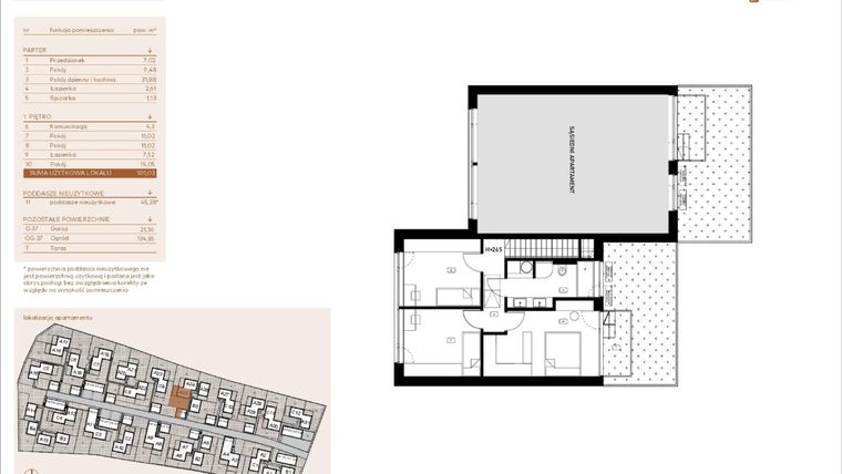 Rzut - Mieszkanie na sprzedaż 5 pokoi o powierzchni 101,03 m² - numer A25 w Kosocicka Ambient