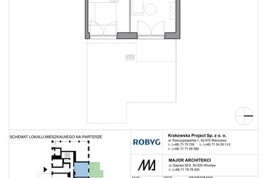 Rzut - Mieszkanie na sprzedaż 2 pokoje o powierzchni 35,5 m² - numer KR6/A/0/1 w Apartamenty Krakowska etap VI