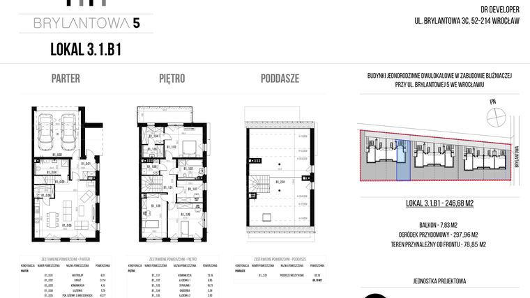 Rzut - Dom na sprzedaż 5 pokoi o powierzchni 246,68 m² - numer 3.1.B1 w Brylantowa 5