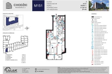Rzut - Mieszkanie na sprzedaż 2 pokoje o powierzchni 51,68 m² - numer M151 w Chodźki Residence 2