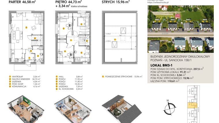 Rzut - Dom na sprzedaż 4 pokoje o powierzchni 110,61 m² - numer BM3_1 w Wille Sanocka