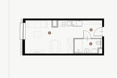 Rzut - Mieszkanie na sprzedaż 1 pokój o powierzchni 26,54 m² - numer I.6.9 w Tuwima Apartments