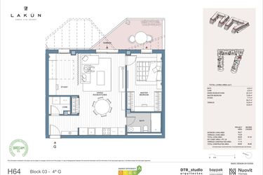 Rzut - Mieszkanie na sprzedaż 1 pokój o powierzchni 64,8 m² - numer LK34G w Lakun