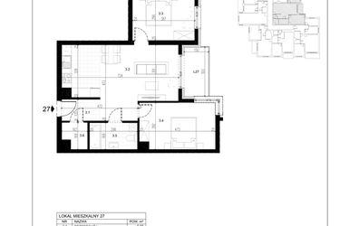 Rzut - Mieszkanie na sprzedaż 3 pokoje o powierzchni 62,05 m² - numer M27 w Trybuny Ludów 3