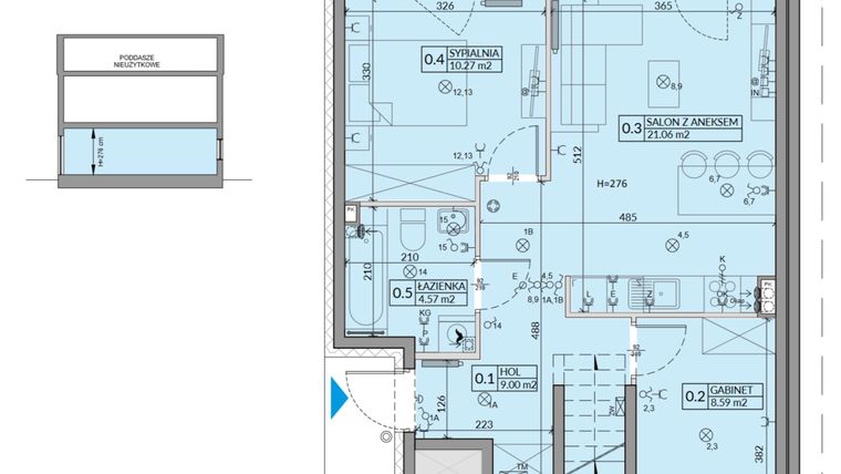 Rzut - Mieszkanie na sprzedaż 3 pokoje o powierzchni 53,49 m² - numer 55A w Domy na Witosa etap 2A i 2B
