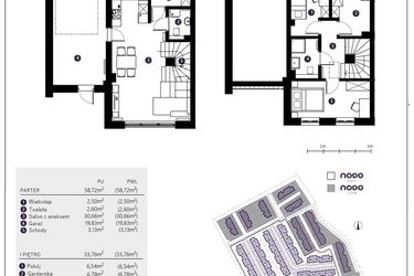 Rzut - Dom na sprzedaż 4 pokoje o powierzchni 92,48 m² - numer 9B w Osiedle Nodo