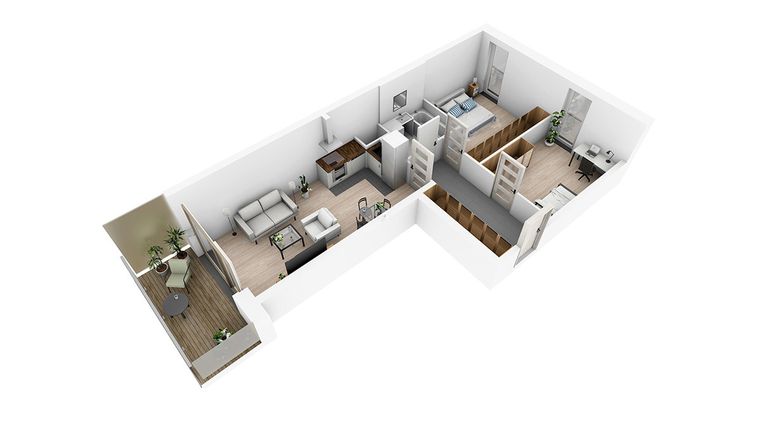 Rzut - Mieszkanie na sprzedaż 3 pokoje o powierzchni 53,96 m² - numer N4.20 w Osiedle Narcyzowe