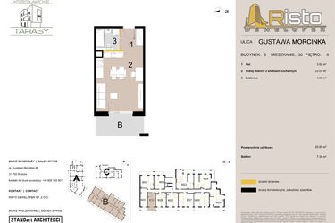 Rzut - Mieszkanie na sprzedaż 1 pokój o powierzchni 29,89 m² - numer B30 w Krzesławickie Tarasy