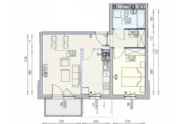 Rzut - Mieszkanie na sprzedaż 2 pokoje o powierzchni 48,95 m² - numer K2 10/1/11/2k w Południk 17 - budynek K2