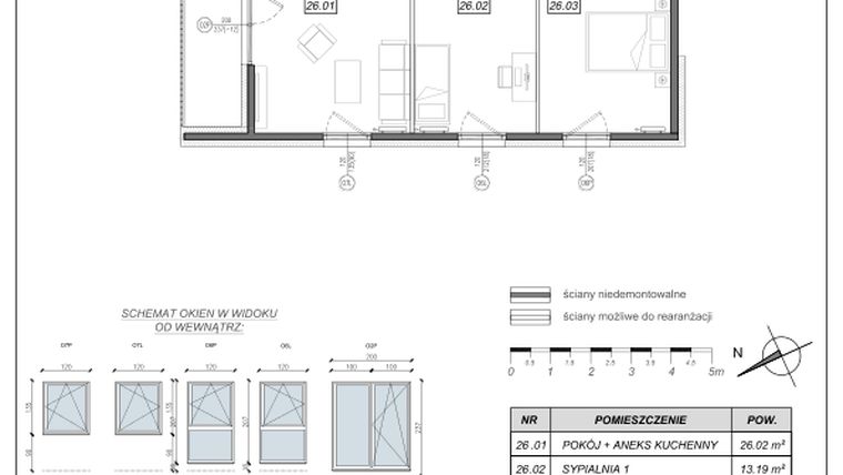 Rzut - Mieszkanie na sprzedaż 3 pokoje o powierzchni 67,12 m² - numer 4.A.26 w Nowe Południe bud. 4