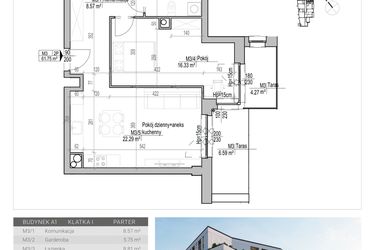 Rzut - Mieszkanie na sprzedaż 2 pokoje o powierzchni 61,75 m² - numer 3 w Aleja