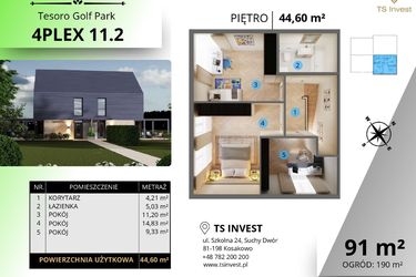 Rzut - Dom na sprzedaż 4 pokoje o powierzchni 91,19 m² - numer 4plex 11.2 w Tesoro Golf Park