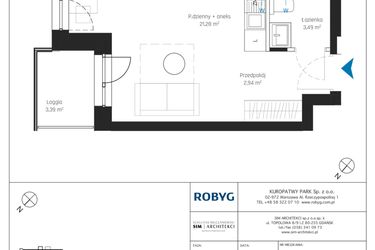 Rzut - Mieszkanie na sprzedaż 1 pokój o powierzchni 27,7 m² - numer A2/2M05 w Sky Point - Apartamenty Inwestycyjne