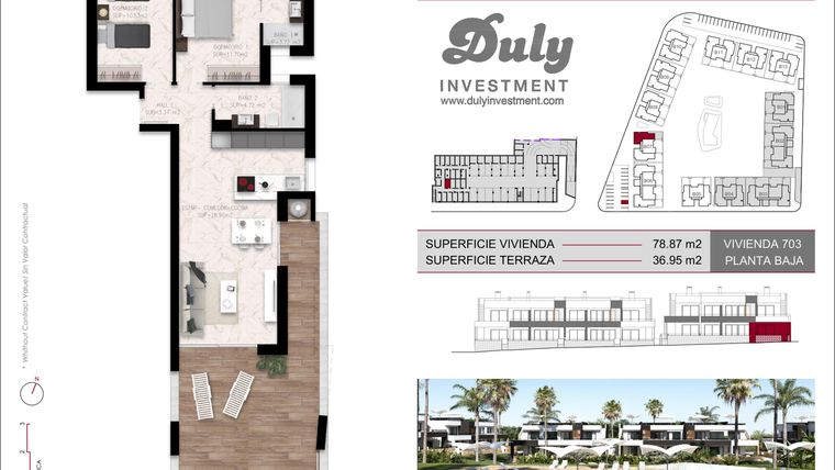 Rzut - Dom na sprzedaż 2 pokoje o powierzchni 78,8 m² - numer 703 w Lo Marabu Bungalows