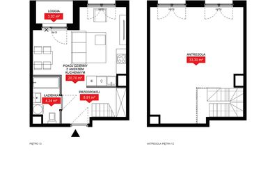 Rzut - Mieszkanie na sprzedaż 1 pokój o powierzchni 67,09 m² - numer A2 372 w 29L
