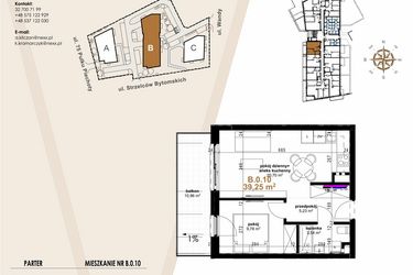 Rzut - Mieszkanie na sprzedaż 2 pokoje o powierzchni 39,25 m² - numer B.0.10 w Vanda Park