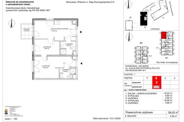 Rzut - Mieszkanie na sprzedaż 3 pokoje o powierzchni 56,03 m² - numer 6 w RZ21