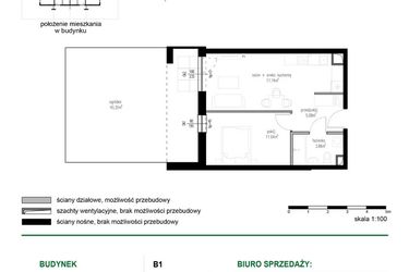 Rzut - Mieszkanie na sprzedaż 2 pokoje o powierzchni 38,32 m² - numer M7 w Wędrowna