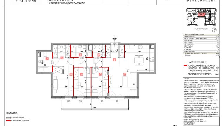 Rzut - Mieszkanie na sprzedaż 4 pokoje o powierzchni 83,95 m² - numer M20 w Apartamenty Pustułeczki