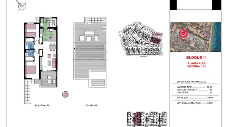 Rzut - Mieszkanie na sprzedaż 2 pokoje o powierzchni 63,59 m² - numer 1-J w Apartamenty w Mil Palmeras - 71919041