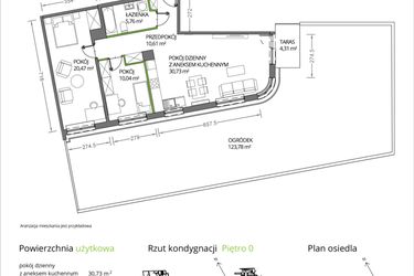 Rzut - Mieszkanie na sprzedaż 3 pokoje o powierzchni 77,68 m² - numer 1/151 w Krakowska Vita