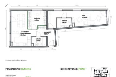 Rzut - Mieszkanie na sprzedaż 3 pokoje o powierzchni 73,11 m² - numer A05 w Traugutta Vita