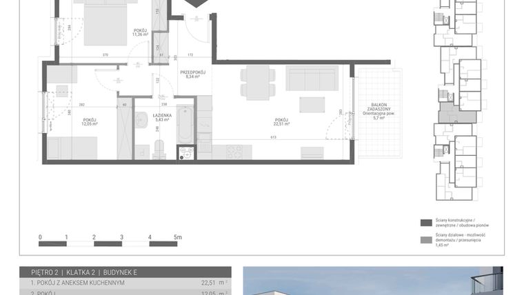 Rzut - Mieszkanie na sprzedaż 3 pokoje o powierzchni 59,69 m² - numer 35 w Monsa bud. E