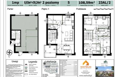 Rzut - Mieszkanie na sprzedaż 5 pokoi o powierzchni 108,59 m² - numer 23AL/2 w Zielone Alejki etap II