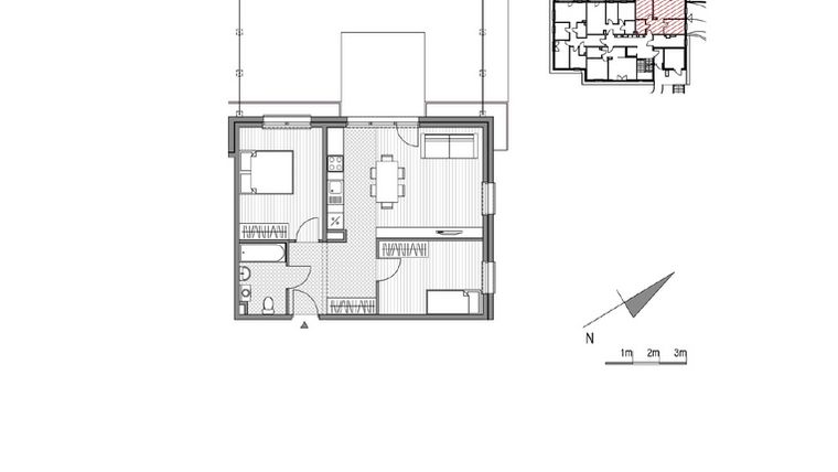 Rzut - Mieszkanie na sprzedaż 3 pokoje o powierzchni 58,99 m² - numer 1.2-4 w Stawowa