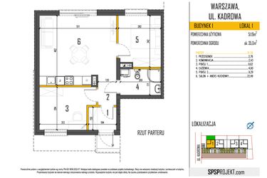 Rzut - Mieszkanie na sprzedaż 3 pokoje o powierzchni 51,19 m² - numer 4/1 w Osiedle Korona