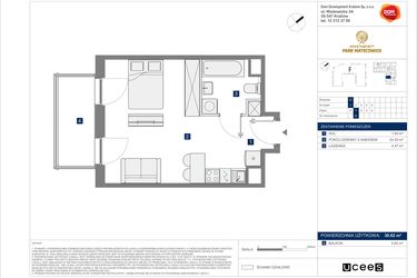 Rzut - Mieszkanie na sprzedaż 1 pokój o powierzchni 30,62 m² - numer G-6 w Apartamenty Park Matecznego Etap 2