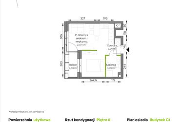 Rzut - Mieszkanie na sprzedaż 1 pokój o powierzchni 30,04 m² - numer C1/00/06 w WUWA Vita