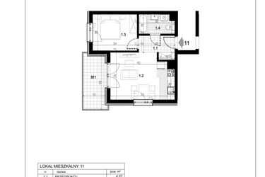 Rzut - Mieszkanie na sprzedaż 2 pokoje o powierzchni 36,28 m² - numer C1.11 w Centralna 51C