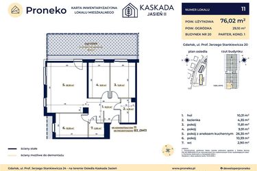 Rzut - Mieszkanie na sprzedaż 4 pokoje o powierzchni 76,02 m² - numer B3_0M11 w Kaskada Jasień - etap II