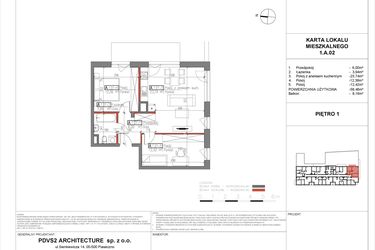 Rzut - Mieszkanie na sprzedaż 3 pokoje o powierzchni 58,46 m² - numer A.2 w Piaseczno Residence