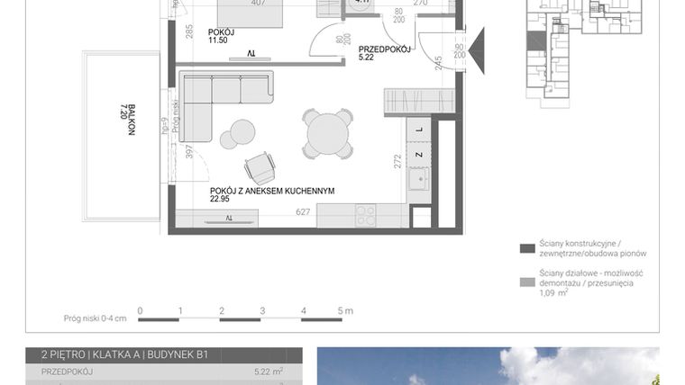 Rzut - Mieszkanie na sprzedaż 2 pokoje o powierzchni 43,84 m² - numer M24 w Modern House II