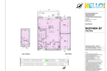 Rzut - Mieszkanie na sprzedaż 3 pokoje o powierzchni 62,16 m² - numer B7.2 w HELLO! KUKUŁKI bud. B