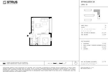 Rzut - Mieszkanie na sprzedaż 2 pokoje o powierzchni 41,12 m² - numer D3.2 w Wynalazek 3A