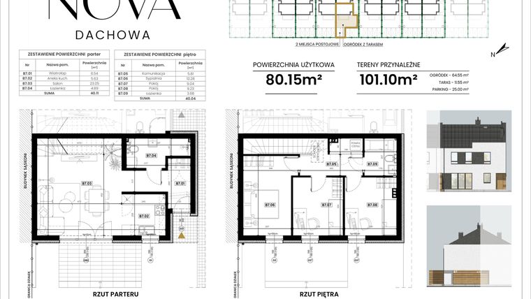 Rzut - Dom na sprzedaż 4 pokoje o powierzchni 80,15 m² - numer B7 w Nova Dachowa II